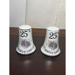 Lefton 25th Silver Anniversary Salt and Pepper Shakers Vintage Bell Set 10580